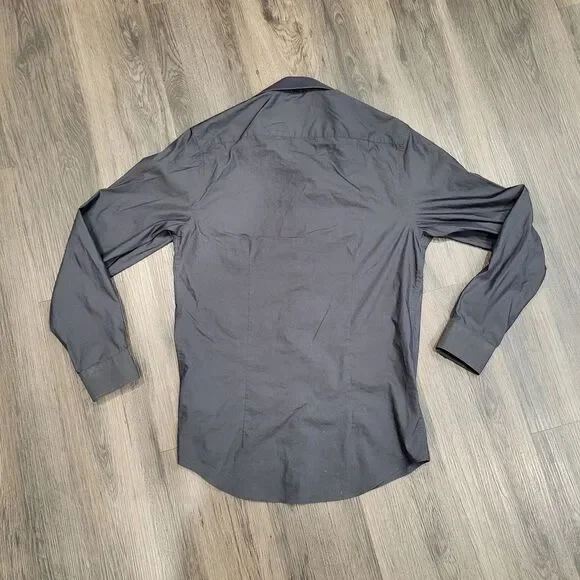 Kenneth Cole Reaction Slim Fit Button-Down Dress Shirt Charcoal Gray14 1/2 32-33 - Picture 3 of 4